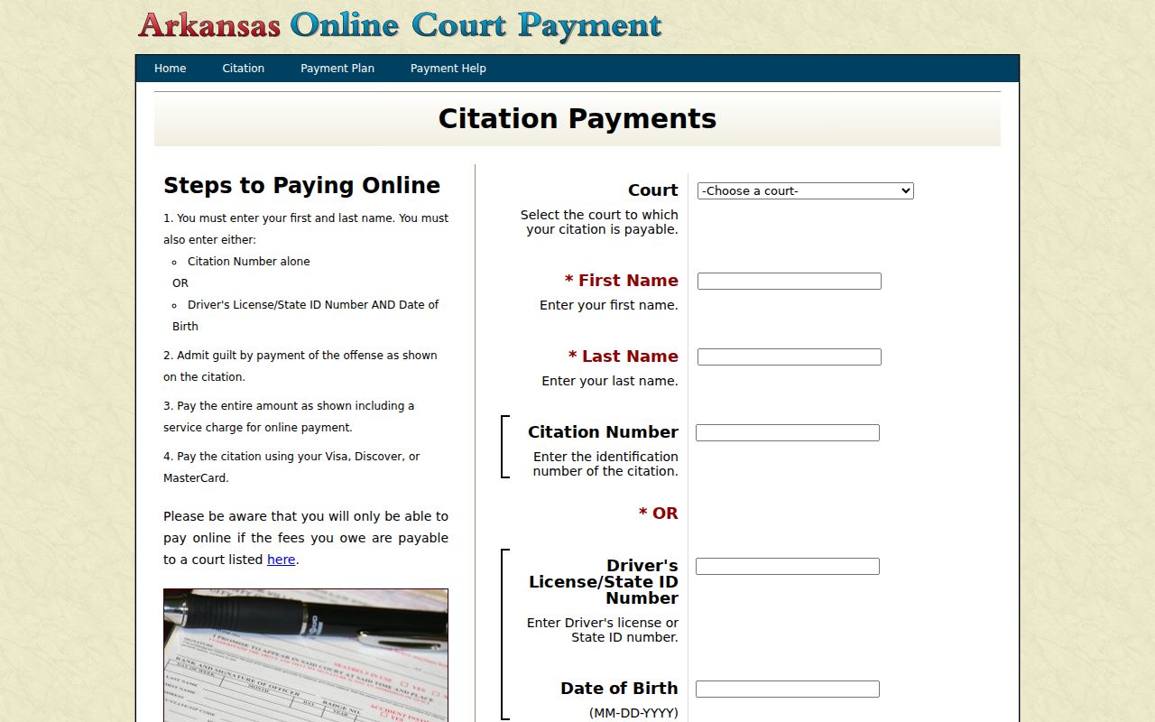 Crawford County traffic warrant citation query fields