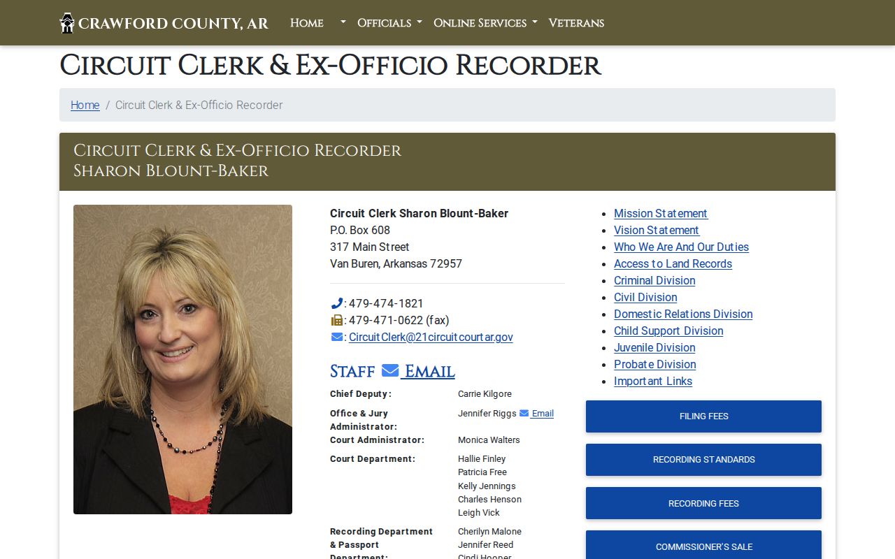 Crawford County arrest warrant Circuit Clerk criminal division information