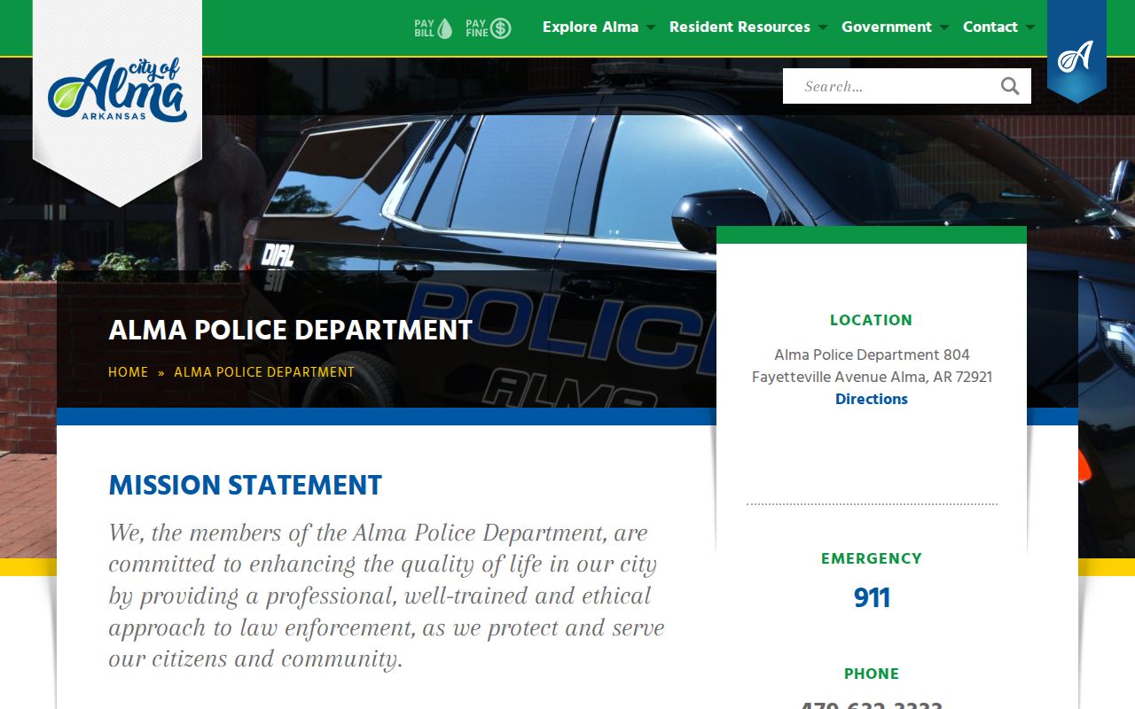 Official Alma Police contact and ticket information